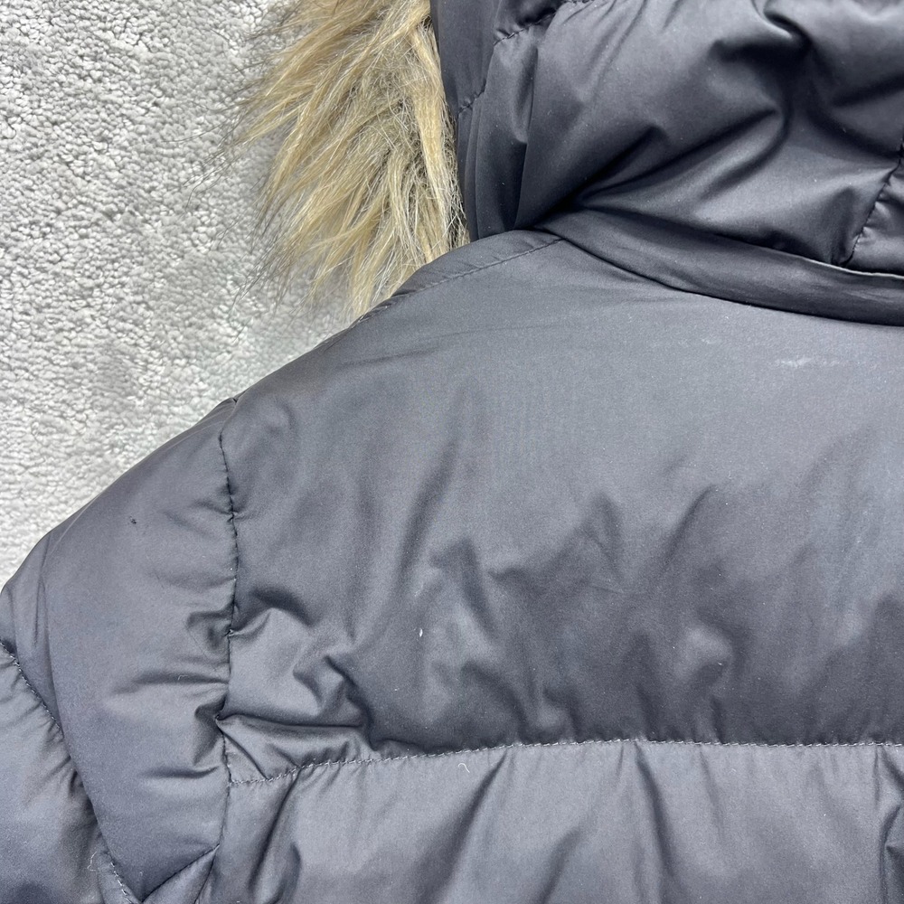 Uniqlo Puffer Parka Jacket Womens Medium Black Down Faux Fur Hood Belted Outdoor - Picture 13 of 16